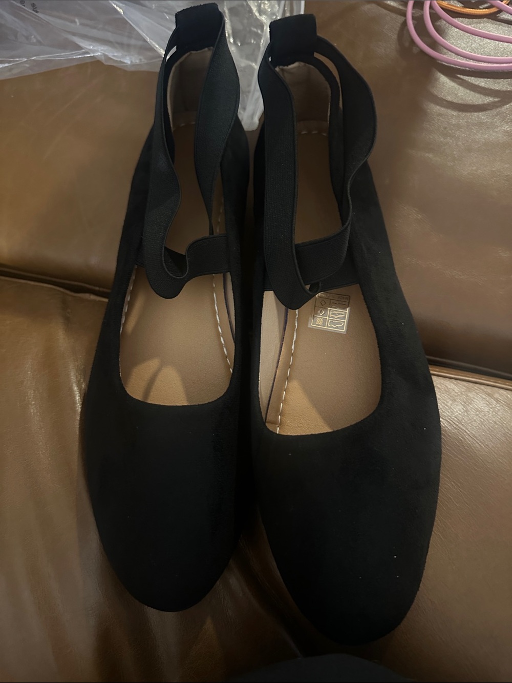 Black Women’s Ballet Flats with Ankle elastic